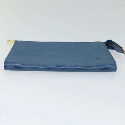 Pre-owned Louis Vuitton Pochette Accessoires Blue Leather Clutch Bag ()