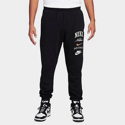 Shop Nike Men's Sportswear Club Fleece Stacked Graphic Jogger Pants In Black/sail/safety Orange