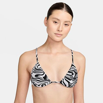 Shop Nike Women's Swim Swirl String Bikini Top In Black/white