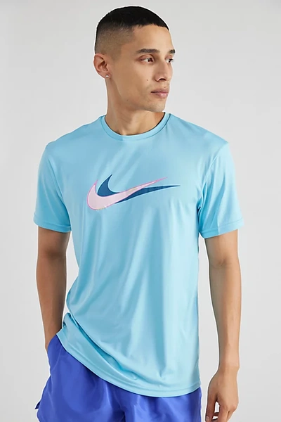 Shop Nike Stacked Swoosh Tee In Blue, Men's At Urban Outfitters