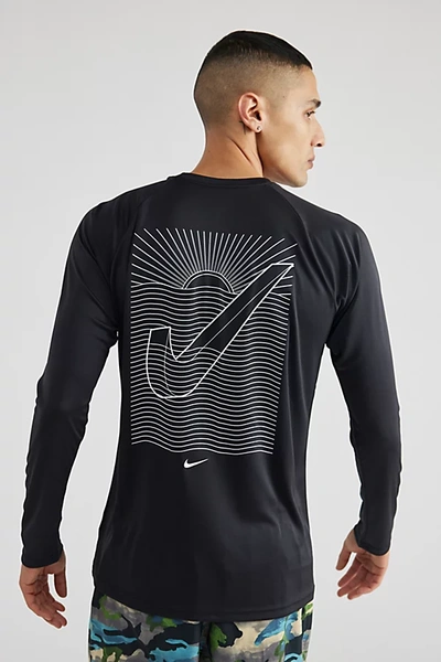 Shop Nike Swoosh At Sea Long Sleeve Tee In Black, Men's At Urban Outfitters