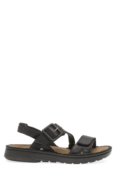 Naot Castelo Sandal In Soft Black Leather