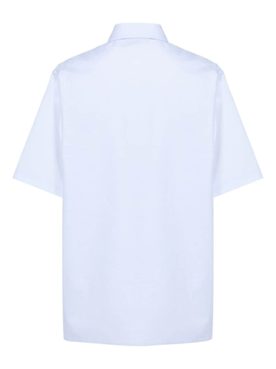 Darkpark Cotton Poplin Oversized Shirt With Pocket In Blue