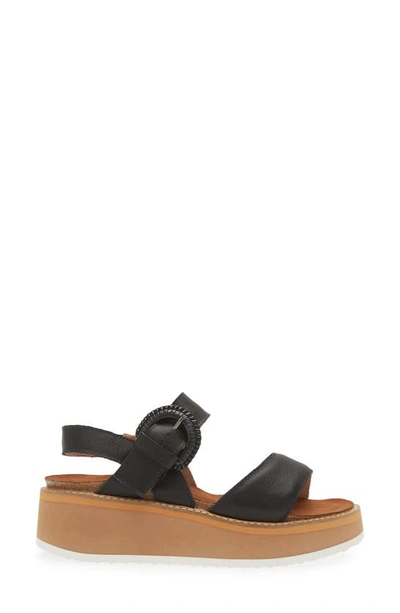 Naot Crepe Platform Sandal In Soft Black Leather