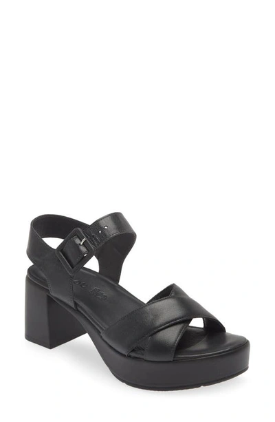 Shop Naot Elite Platform Sandal In Shiny Black Leather