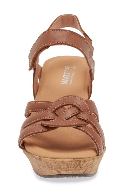 Naot Tropical Platform Wedge Sandal In Caramel Leather