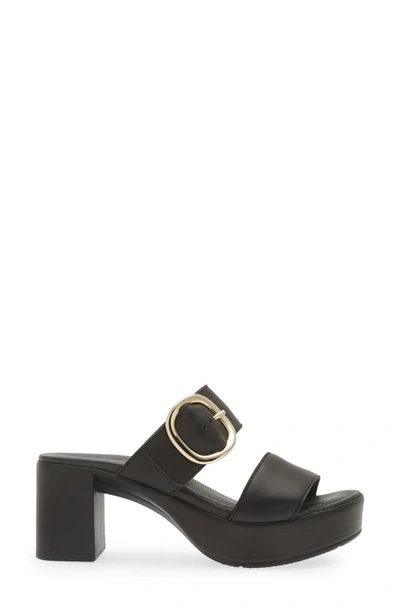 Shop Naot Celeb Platform Slide Sandal In Jet Black Leather