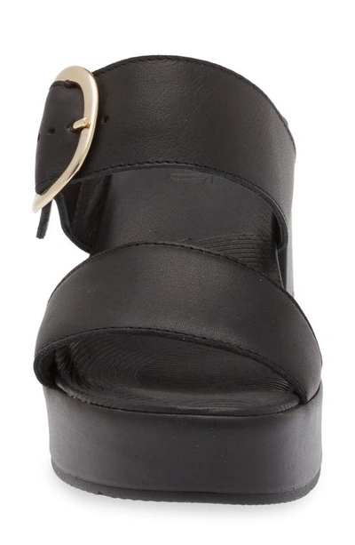 Naot Celeb Platform Slide Sandal In Jet Black Leather