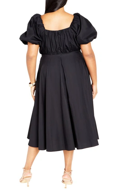 Shop City Chic Rosabella Puff Sleeve Midi Dress In Black