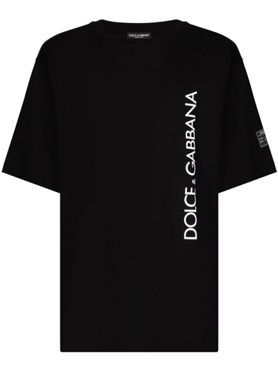 Shop Dolce & Gabbana Black Logo-print Cotton T-shirt