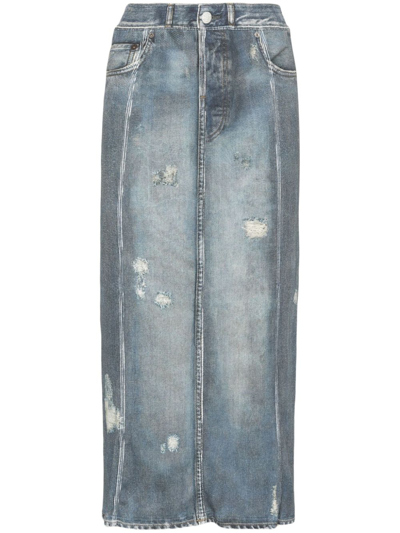 Shop Acne Studios Blue Trompe-l'oeil Denim Skirt
