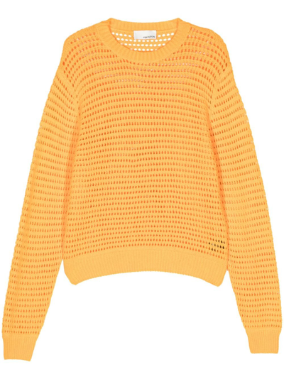 Shop Sage Nation Orange Summer Hatchi Open-knit Jumper