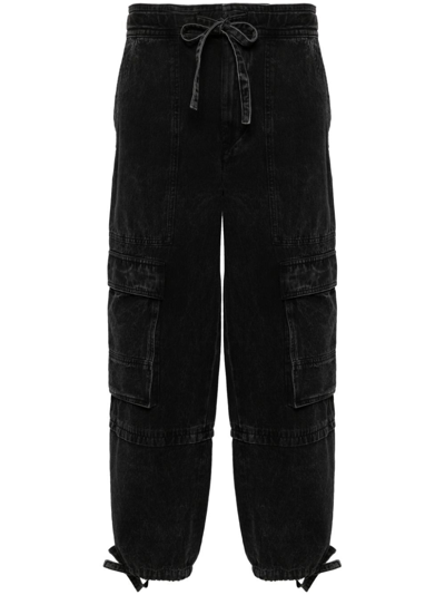 Shop Marant Etoile Ivy Cropped-cargo-jeans In Black