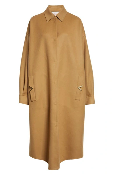 Shop Valentino Double Face Virgin Wool & Cashmere Coat In Old Ginger