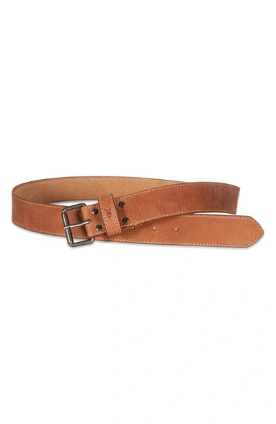 Shop Allsaints Stitched Edge Leather Belt In Tan