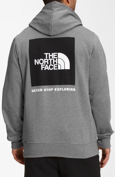 Shop The North Face Nse Box Logo Graphic Hoodie In Medium Grey Heather/ Tnf Black