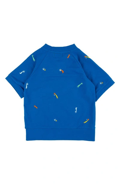 Miki Miette Kids' Iggy Stargazer Embroidered Short Sleeve Sweatshirt In Stargazer