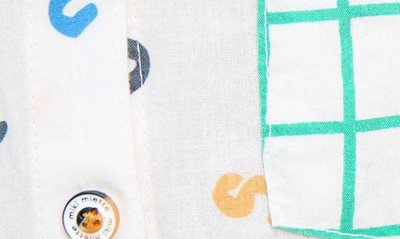 Miki Miette Kids' Alphabet Print Short Sleeve Button-up Shirt In Alphabet Soup