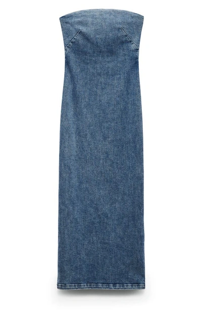 Rag & Bone Jasmine Strapless Denim Midi Dress In Blue
