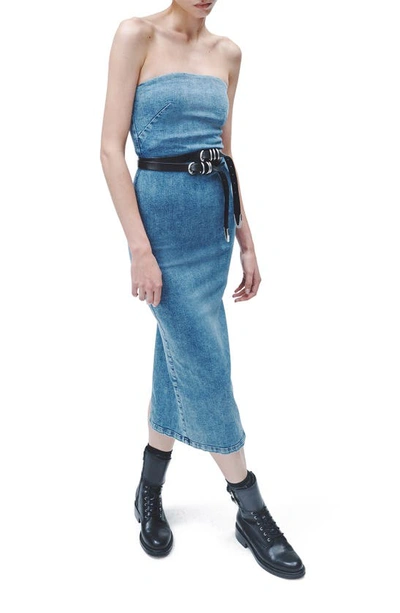 Shop Rag & Bone Jasmine Strapless Denim Midi Dress In Elle