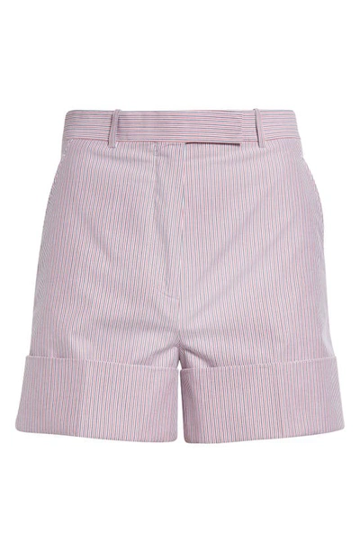 Shop Thom Browne Stripe Tailored High Waist Shorts In Pink