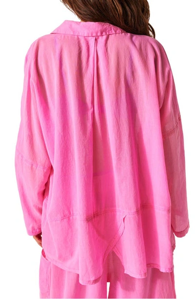 Shop Free People Heat Of The Night Oversize Pajama Shirt In Neon Pink
