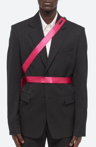 Shop Helmut Lang Seatbelt Virgin Wool Sport Coat In Black/ Pink