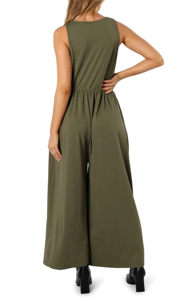 Petal And Pup Miya Wide Leg Jumpsuit In Olive