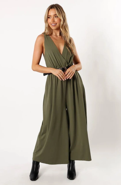 Petal And Pup Miya Wide Leg Jumpsuit In Olive