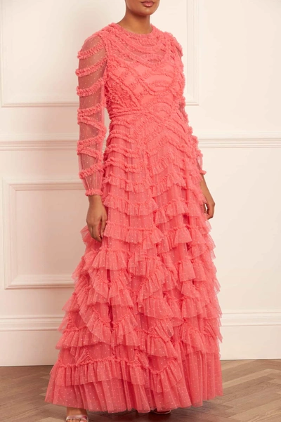 Shop Needle & Thread Lana Round Neck Gown In Pink