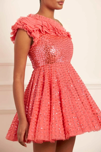 Shop Needle & Thread Raindrop One-shoulder Micro Mini Dress In Pink