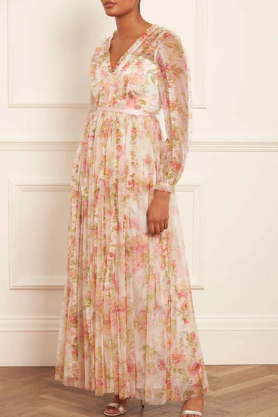 Shop Needle & Thread Peony Promise V-neck Gown In Multi