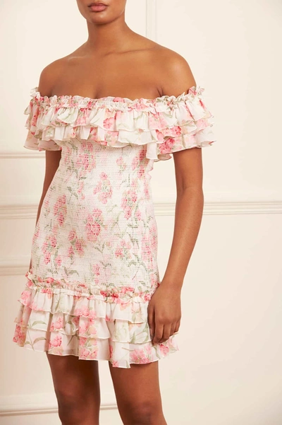 Shop Needle & Thread Summer Posy Chiffon Smocked Micro Mini Dress In Multi