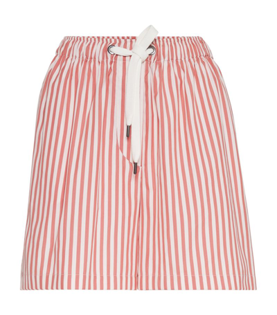 Shop Brunello Cucinelli Cotton-silk Striped Bermuda Shorts In Multi