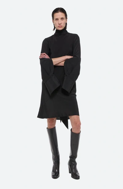 Shop Helmut Lang Scarf Neck Long Sleeve Silk Dress In Black