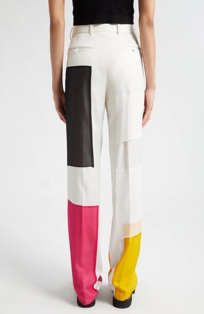 Shop Helmut Lang Patchwork Pants In Ivory