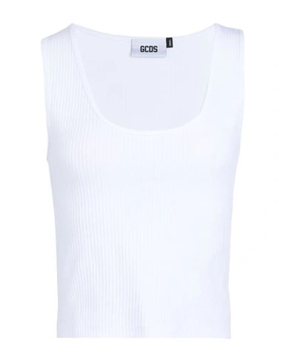 Gcds Woman Tank Top White Size L Cotton In White