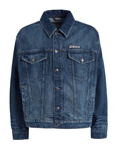Shop Hugo Man Denim Outerwear Blue Size L Cotton