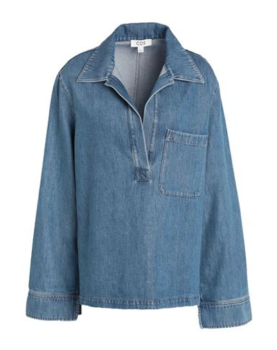 Shop Cos Woman Denim Shirt Blue Size 8 Organic Cotton, Tencel Lyocell