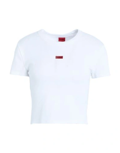Shop Hugo Woman T-shirt White Size L Cotton, Elastane