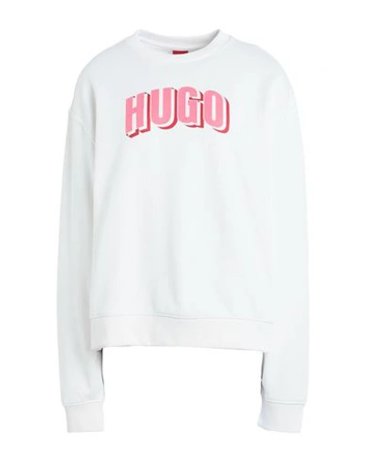 Shop Hugo Woman Sweatshirt Off White Size L Cotton, Polyester