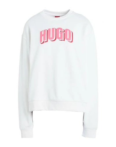 Hugo Boss Hugo Woman Sweatshirt Off White Size S Cotton, Polyester In Off White