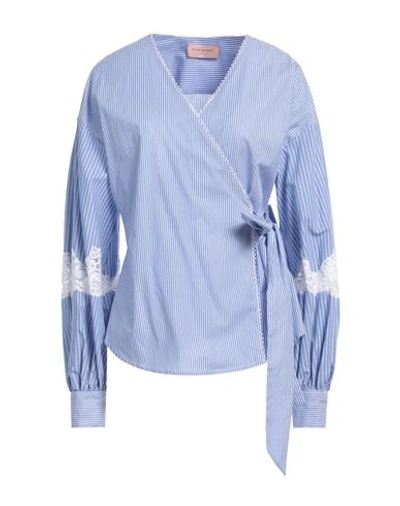 Shop Ermanno Firenze Woman Top Light Blue Size 10 Cotton