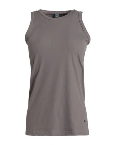 Shop Adidas By Stella Mccartney Asmc Rib Tank Woman Tank Top Dove Grey Size L Recycled Polyester