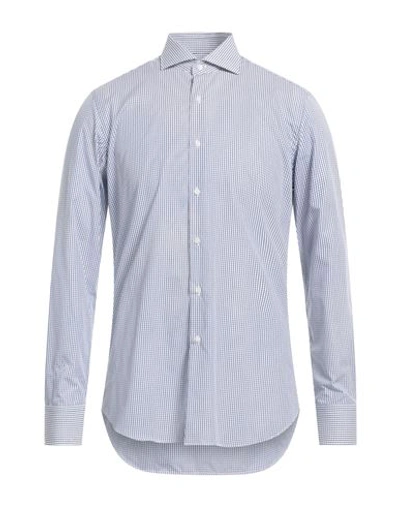 Shop Alessandro Gherardi Man Shirt Midnight Blue Size 16 Cotton
