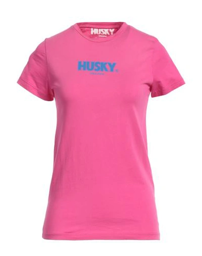 Shop Husky Woman T-shirt Fuchsia Size 2 Cotton In Pink