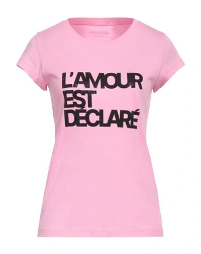 Shop Zadig & Voltaire Woman T-shirt Pink Size L Cotton, Organic Fibres