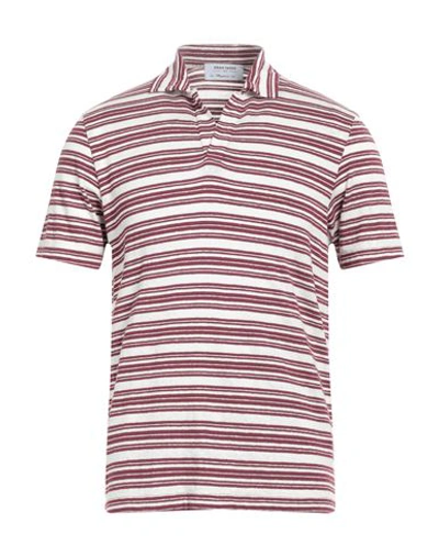Shop Gran Sasso Man Polo Shirt Burgundy Size 42 Linen, Cotton, Elastane In Red
