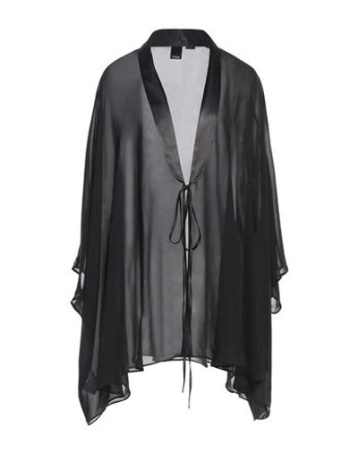 Shop Pinko Woman Overcoat Black Size Onesize Polyester, Elastic Fibres