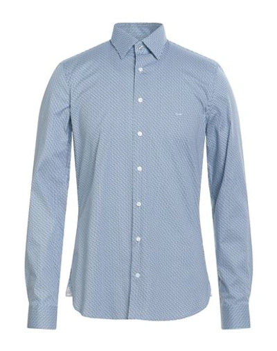 Shop Michael Kors Mens Man Shirt Navy Blue Size 15 Cotton, Elastane